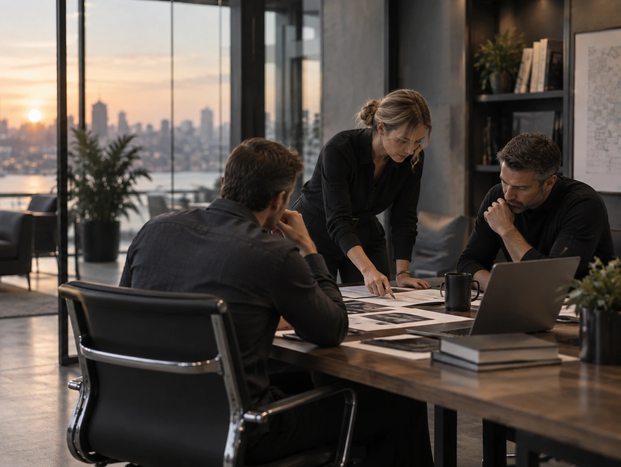 Adults working together with focused attention